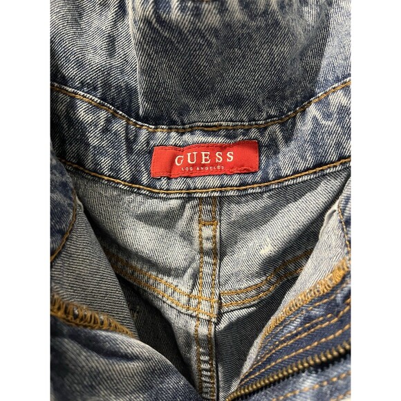 Guess Reda Fold Over High Waist Straight Leg Jeans Belted Medium Wash - Picture 6 of 7